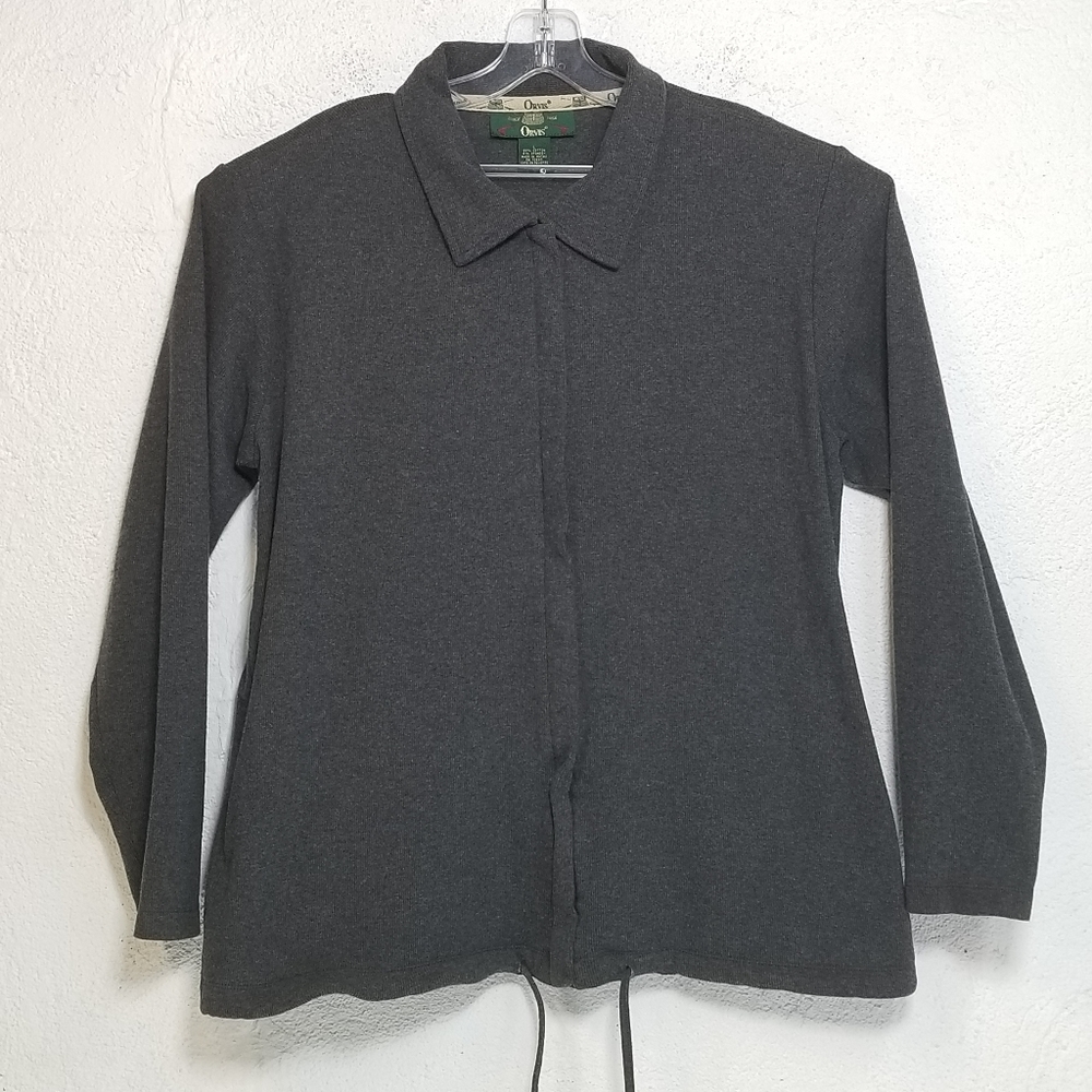Orvis Sporting Women's Size Large Full Zip Gray Casual Lightweight Sweater